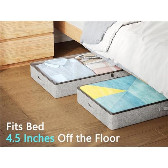 2-Pack Under Bed Storage Containers, 4.5 Inches Tall Low Profile Underbed - Picture 2 of 7